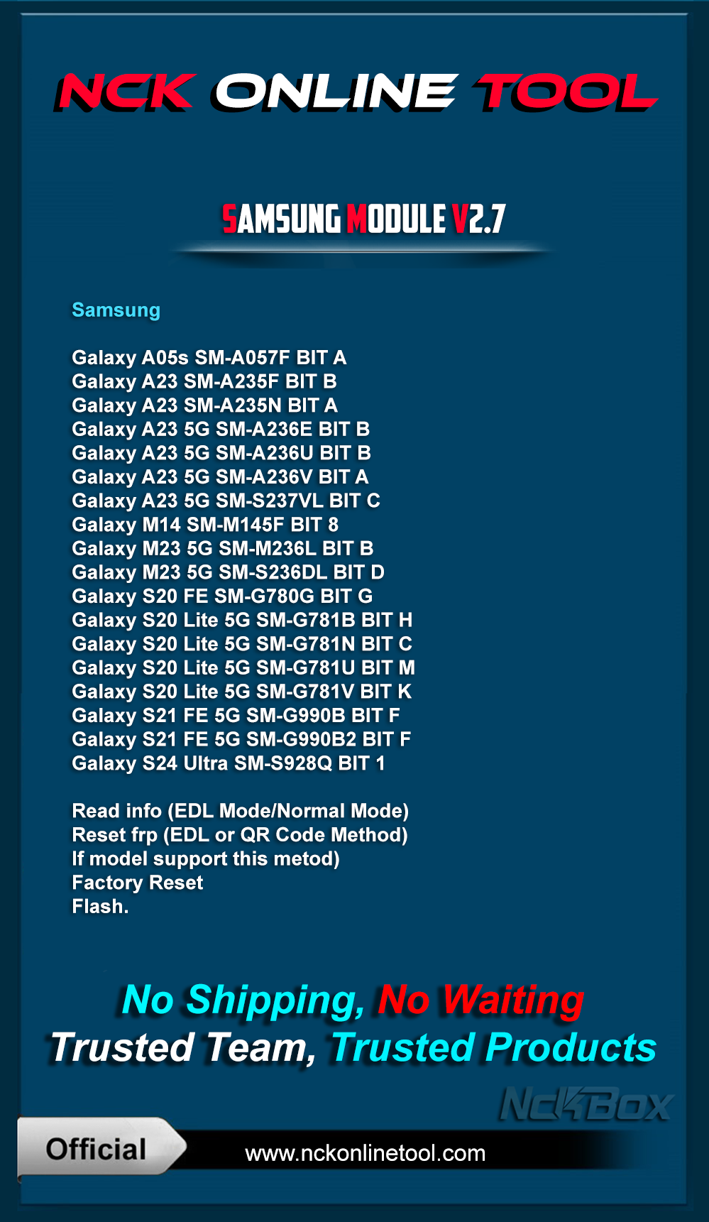 NCK Dongle Pro Box Samsung Modules Update 01/10/2025
