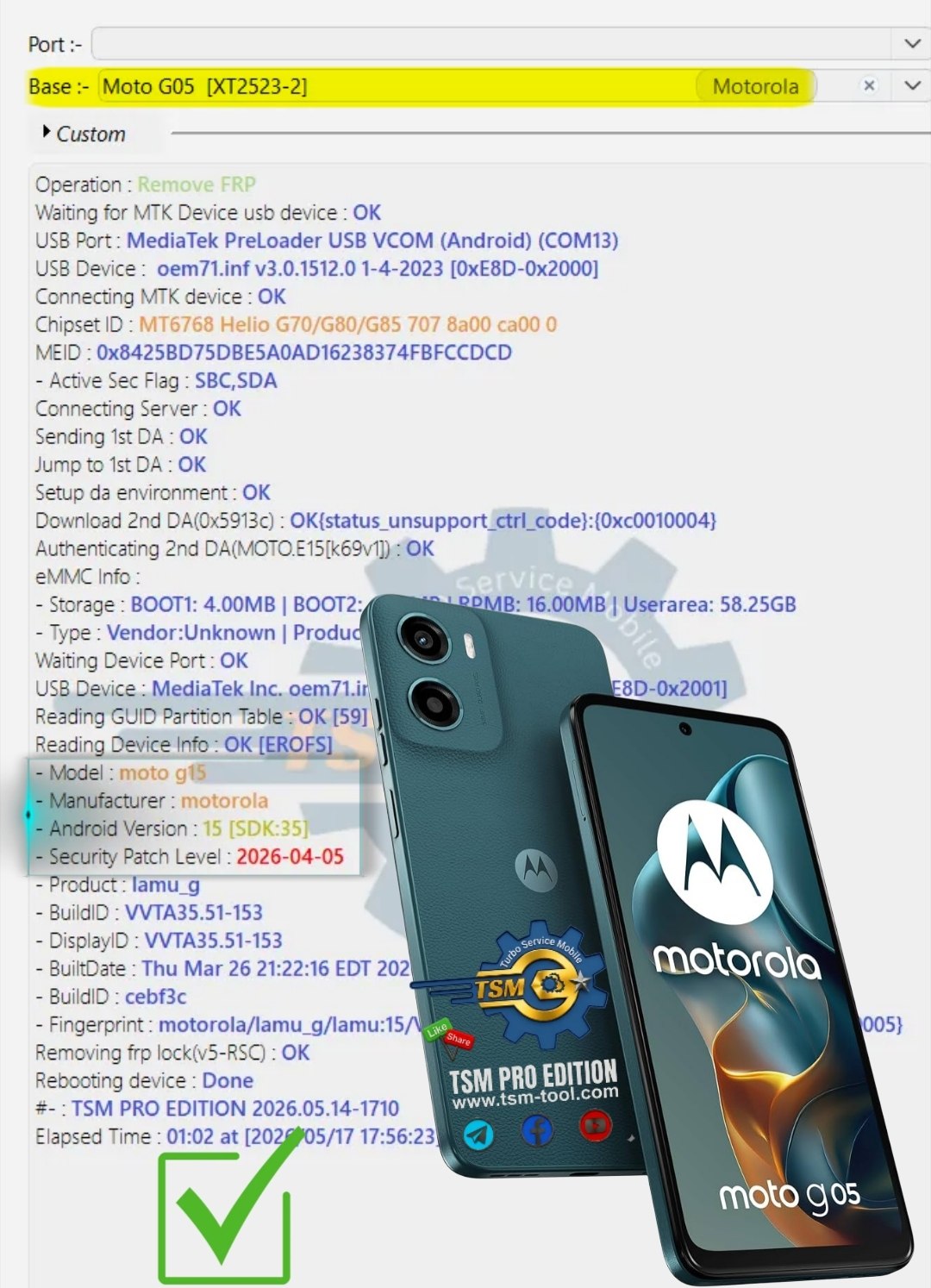 Moto G05 FRP Unlock